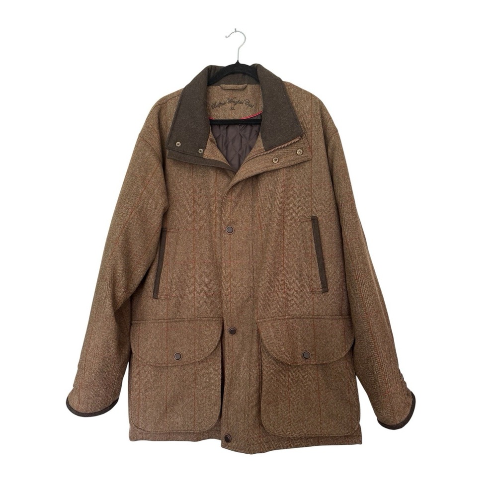 Larksen Balfour Wingfield Coat Herringbone Brown Tweed XL Small Flaw